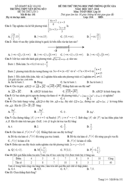 đề thi thử thptqg năm 2017 – 2018 toán 10 trường yên dũng 3 – bắc giang lần 3