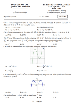 đề thi thử tn thpt 2024 lần 1 môn toán cụm chuyên môn số 3 – đắk lắk