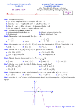 đề thi thử toán 10 thptqg 2019 trường thpt yên phong 1 – bắc ninh lần 1
