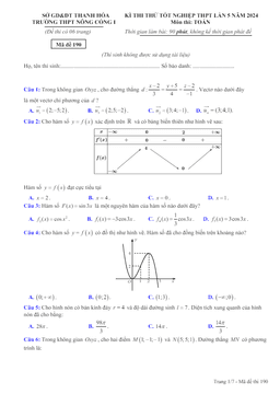 đề thi thử toán tn thpt 2024 lần 5 trường thpt nông cống 1 – thanh hóa
