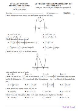 đề thi thử toán tốt nghiệp thpt 2024 lần 2 trường thpt thủy sơn – hải phòng
