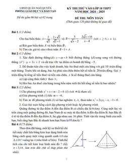 đề thi thử toán vào lớp 10 năm 2024 – 2025 phòng gd&đt ngô quyền – hải phòng