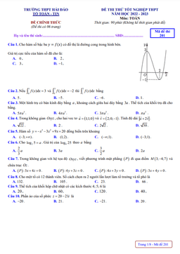 đề thi thử tốt nghiệp thpt 2023 môn toán trường thpt hải đảo – quảng ninh