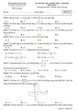 đề thi thử tốt nghiệp thpt 2024 môn toán cụm liên trường thpt – quảng nam