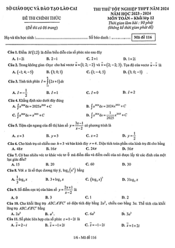 đề thi thử tốt nghiệp thpt năm 2024 môn toán sở gd&đt lào cai