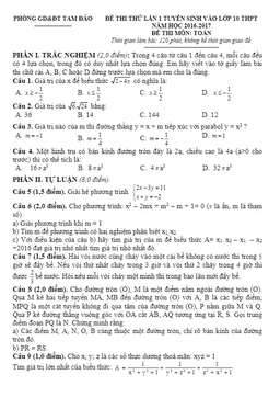 đề thi thử tuyển sinh vào lớp 10 năm 2017 môn toán phòng gd và đt tam đảo – vĩnh phúc lần 1