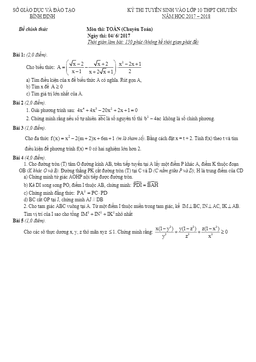đề thi tuyển sinh lớp 10 thpt chuyên năm học 2017 – 2018 môn toán sở gd và đt bình định