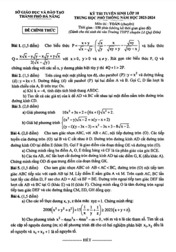 đề tuyển sinh lớp 10 môn toán (chuyên) năm 2023 – 2024 sở gd&đt đà nẵng