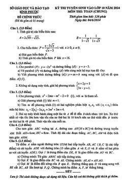đề tuyển sinh lớp 10 năm 2024 môn toán (chung) sở gd&đt bình phước
