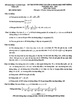 đề tuyển sinh lớp 10 thpt môn toán năm 2024 – 2025 sở gd&đt đắk lắk
