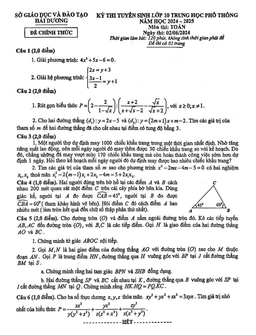 đề tuyển sinh lớp 10 thpt môn toán năm 2024 – 2025 sở gd&đt hải dương