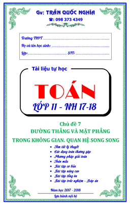 đường thẳng và mặt phẳng trong không gian, quan hệ song song – trần quốc nghĩa