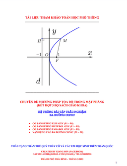 hệ thống bài tập trắc nghiệm ba đường conic