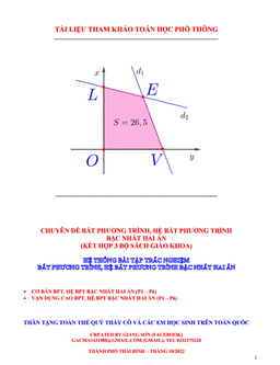 hệ thống bài tập trắc nghiệm bất phương trình, hệ bất phương trình bậc nhất hai ẩn