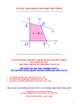 hệ thống bài tập trắc nghiệm bpt – hệ bpt bậc nhất hai ẩn cơ bản – vận dụng – vận dụng cao