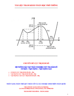 hệ thống bài tập trắc nghiệm cực trị hàm số cơ bản – vận dụng – vận dụng cao