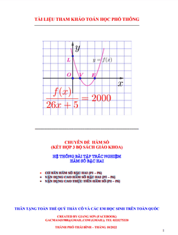 hệ thống bài tập trắc nghiệm hàm số bậc hai