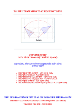 hệ thống bài tập trắc nghiệm phép biến hình trong mặt phẳng tọa độ – lương tuấn đức