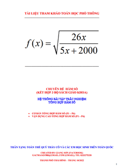 hệ thống bài tập trắc nghiệm tổng hợp hàm số