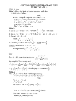 hướng dẫn giải một số bài toán bất đẳng thức ôn thi vào lớp 10