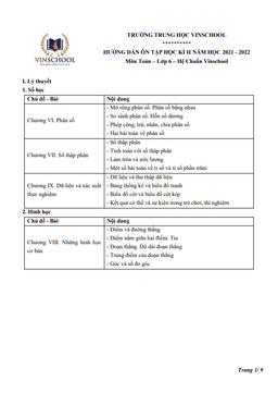 hướng dẫn ôn tập học kì 2 toán 6 năm 2021 – 2022 trường vinschool – hà nội