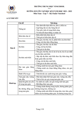 hướng dẫn ôn tập học kì 2 toán 7 năm 2021 – 2022 trường vinschool – hà nội