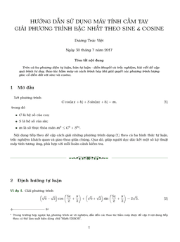 hướng dẫn sử dụng máy tính cầm tay giải phương trình bậc nhất theo sin và cos – dương trác việt