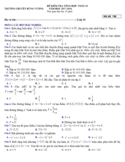 kiểm tra tổng hợp toán 10 năm 2017 – 2018 trường chuyên hùng vương – bình dương
