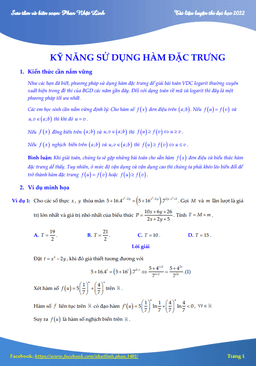 kỹ năng sử dụng hàm đặc trưng để giải bài toán vdc mũ – logarit