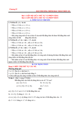 lý thuyết, các dạng toán và bài tập bất phương trình bậc nhất một ẩn