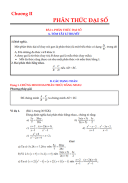 lý thuyết, các dạng toán và bài tập phân thức đại số