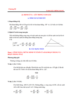 lý thuyết, các dạng toán và bài tập tam giác đồng dạng