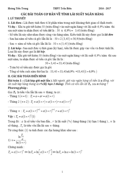một số bài toán cơ bản về tính lãi suất ngân hàng – hoàng tiến trung