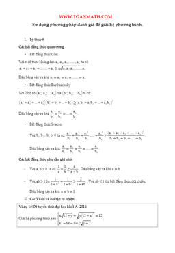 một số hệ phương trình giải bằng phương pháp đánh giá – nguyễn văn quốc tuấn