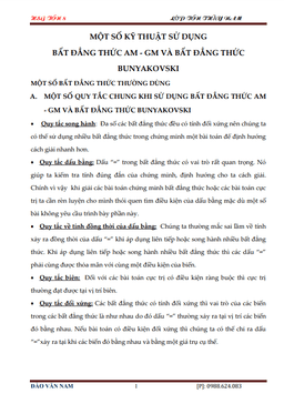 một số kỹ thuật sử dụng bất đẳng thức am – gm và bất đẳng thức bunyakovski