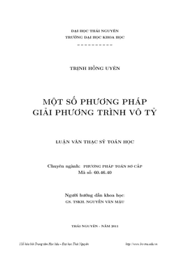 một số phương pháp giải phương trình vô tỷ – trịnh hồng uyên