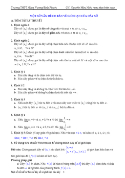 một số vấn đề cơ bản về giới hạn của dãy số – nguyễn hữu hiếu