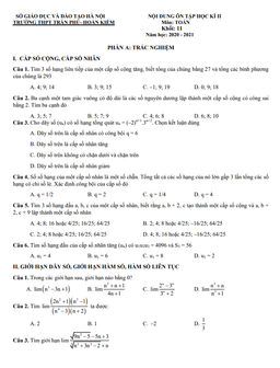 nội dung ôn tập hk2 toán 11 năm 2020 – 2021 trường thpt trần phú – hà nội