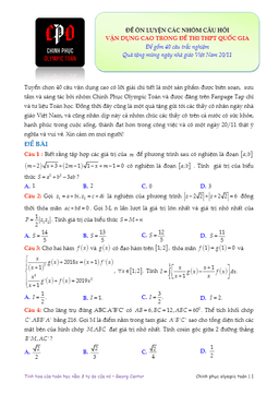 ôn luyện các nhóm câu hỏi vận dụng cao trong đề thi thptqg môn toán (đề 2)