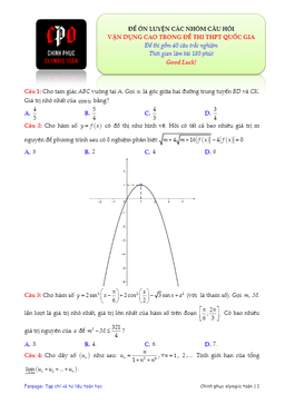 ôn luyện các nhóm câu hỏi vận dụng cao trong đề thi thptqg môn toán