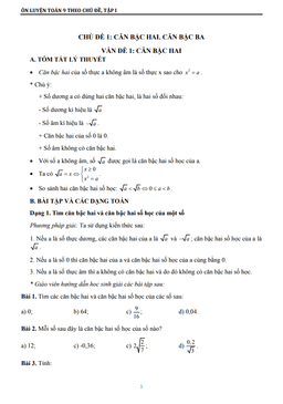 ôn luyện toán 9 theo chủ đề (tập 1)