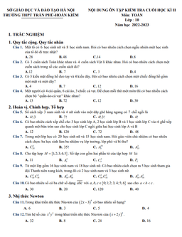 ôn tập cuối học kì 2 toán 10 năm 2022 – 2023 trường thpt trần phú – hà nội
