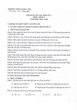ôn tập cuối học kỳ 1 toán 7 năm 2023 – 2024 trường thcs ngọc lâm – hà nội