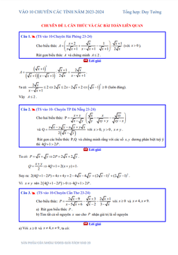phân dạng các bài toán trong đề tuyển sinh lớp 10 môn toán (2023 – 2024)