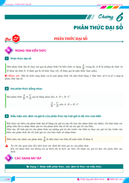 phân dạng và bài tập phân thức đại số toán 8 kết nối tri thức với cuộc sống