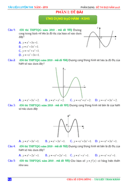 phân loại câu hỏi đề thi thptqg 2018 môn toán theo chủ đề