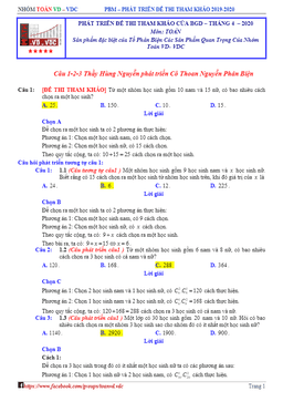 phát triển đề thi tham khảo thpt quốc gia 2020 môn toán