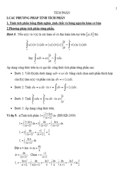 phương pháp giải các dạng tích phân thường gặp