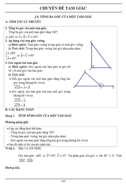 phương pháp giải các dạng toán chuyên đề tam giác