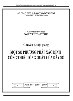 phương pháp xác định công thức tổng quát của dãy số – nguyễn tất thu